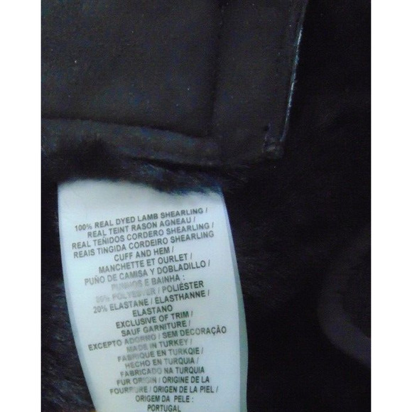Elie Tahari Black Shearling Short Coat 100% Leather with Fur Collar Size Small - Picture 7 of 8